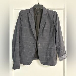 Banana Republic grey silver plaid pattern blazer size 6